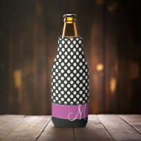 Pink und Schwarz-Polka-Punktmuster mit Monogramm