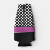 Pink und Schwarz-Polka-Punktmuster mit Monogramm Flaschenkühler (Rückseite)