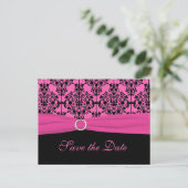 Pink und Schwarz Save the Date Postkarte (Stehend Vorderseite)