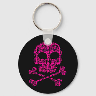 Pink-und Schwarz-Schädel für Halloween Schlüsselanhänger