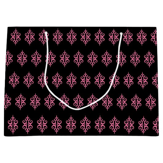 Pink und Schwarz-Schnürbeutel Große Geschenktüte (Vorderseite)