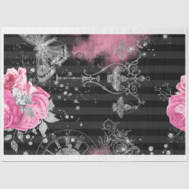 Pink und Schwarz Shabby Glam Seidenpapier