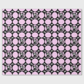 Pink und Schwarz Skelett Katzenwrapping Paper Geschenkpapier (Flach)