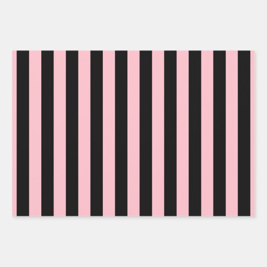 Pink und schwarz Streifen, Schachbretter, Polka Do Geschenkpapier Set (Vorderseite 3)