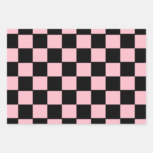 Pink und schwarz Streifen, Schachbretter, Polka Do Geschenkpapier Set (Vorderseite 2)
