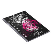 Pink und schwarz Text No Peace Street Graffiti Notizblock (Rechte Seite)
