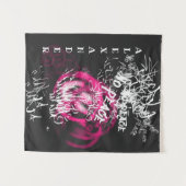 Pink und schwarz Text No Peace Street Graffiti Wandteppich (Vorderseite (Horizontal))