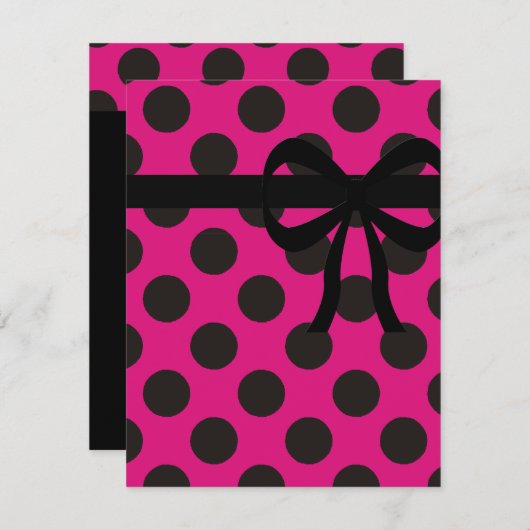 Pink-und Schwarz-Tupfen Einladung (Vorne/Hinten)
