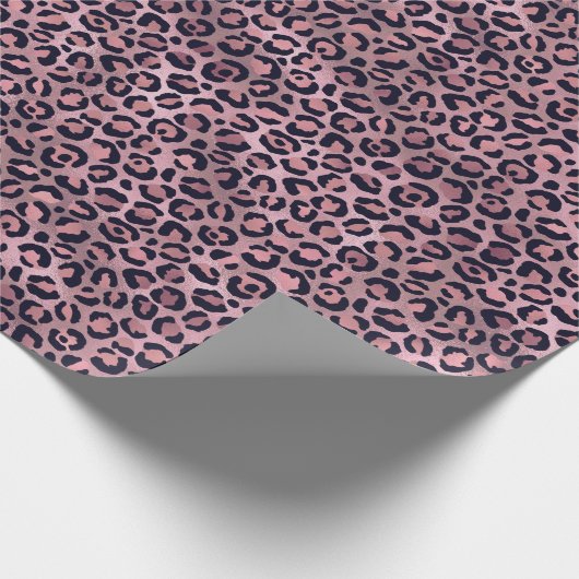 Pink und Schwarz-Wildleopard-Wrapping Paper Geschenkpapier (Ecke)