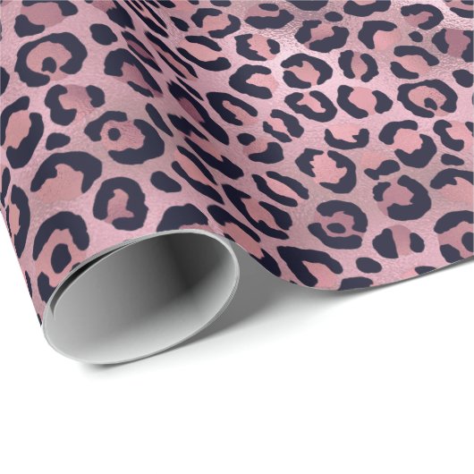 Pink und Schwarz-Wildleopard-Wrapping Paper Geschenkpapier (Rolleneckpunkt)