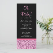 Pink und schwarz Zebra Print Baby Dusche Einladung (Stehend Vorderseite)