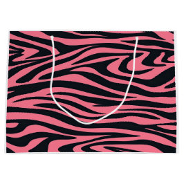 Pink und schwarz Zebra Tierdruckbeutel Große Geschenktüte