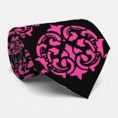 Pink- und Schwarzdamast Krawatte (Gerollt)
