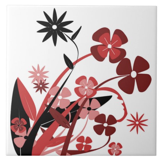 PINK UND SCHWARZE BLUME FLIESE (Vorderseite)