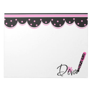 Pink und schwarze Diva Notizblock