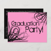Pink und Schwarze Graduierungspartei Einladung (Vorne/Hinten)
