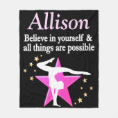PINK UND SCHWARZE PERSONALISIERTE GYMNASTIK BLANKE FLEECEDECKE (Vorderseite)