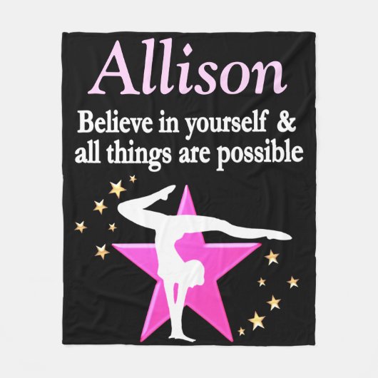 PINK UND SCHWARZE PERSONALISIERTE GYMNASTIK BLANKE FLEECEDECKE (Vorderseite)