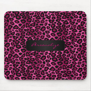 Pink und Schwarzes Ikat Leopard-Druck Mousepad