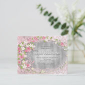 Pink und Silber Foil Quinceñera Einladung (Stehend Vorderseite)