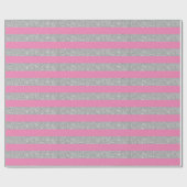 Pink und Silber Glitzer Streifen Umschlagpapier Geschenkpapier (Flach)