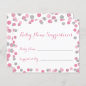 Pink und Silver Baby Dusche Name Hinweis Karten (Vorne/Hinten)