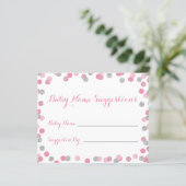 Pink und Silver Baby Dusche Name Hinweis Karten (Stehend Vorderseite)