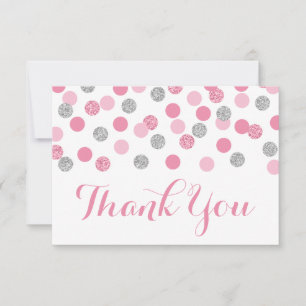 Pink und Silver Baby Dusche Vielen Dank Karten fla