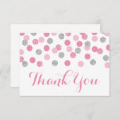 Pink und Silver Baby Dusche Vielen Dank Karten fla (Vorne/Hinten)