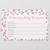 Pink und Silver Baby Dusche Wünsche für Babykarten (Vorne/Hinten)