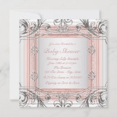 Pink und Silver Baby Girl Dusche Einladung (Rückseite)