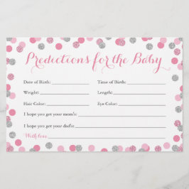 Pink und Silver Baby Predictions Cards für Baby