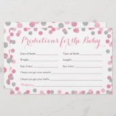 Pink und Silver Baby Predictions Cards für Baby (Vorne/Hinten)