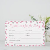 Pink und Silver Baby Predictions Cards für Baby (Stehend Vorderseite)