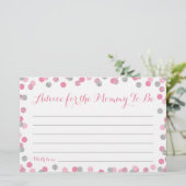 Pink und Silver Babyduschberatung für Mama Cards (Stehend Vorderseite)