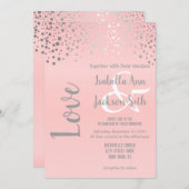 Pink und Silver Confetti Punkte Einladung (Vorne/Hinten)
