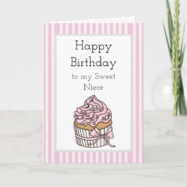Pink und Silver Cupcake | Happy Birthday Niece Karte