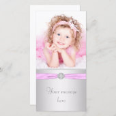 Pink und Silver Foto Vielen Dank Dankeskarte (Vorne/Hinten)