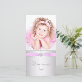 Pink und Silver Foto Vielen Dank Dankeskarte (Stehend Vorderseite)