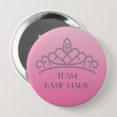 Pink und Silver Pageant Tiara Support / Team Button (Vorne & Hinten)