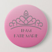 Pink und Silver Pageant Tiara Support / Team Button (Vorderseite)