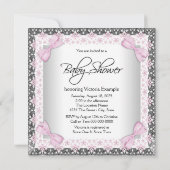 Pink und Silver Princess Baby Girl Dusche Einladung (Rückseite)