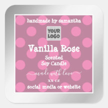 Pink und Silver Produktetiketten mit Logo