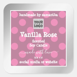 Pink und Silver Produktetiketten mit Logo Quadratischer Aufkleber
