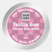 Pink und Silver Produktetiketten mit Logo