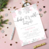 Pink und Silver Snowflake Winter Girl Babydusche Einladung