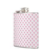 Pink und Silvery White Polka Dot Muster Flachmann (Links)