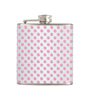 Pink und Silvery White Polka Dot Muster Flachmann