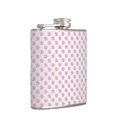 Pink und Silvery White Polka Dot Muster Flachmann (Rechts)