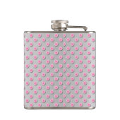 Pink und Silvery White Polka Dot Muster Flachmann (Rückseite)